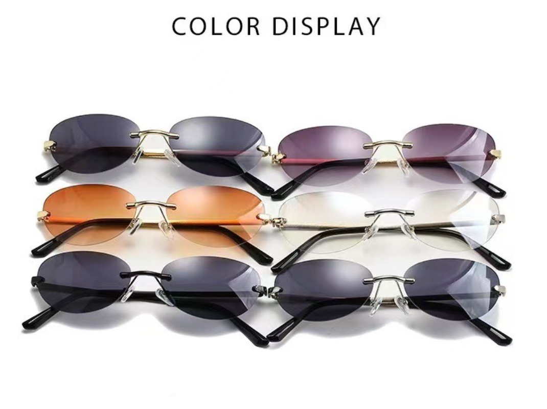 Rimless Oval Sunglasses Women  - Metal Photo Panel recension och pris