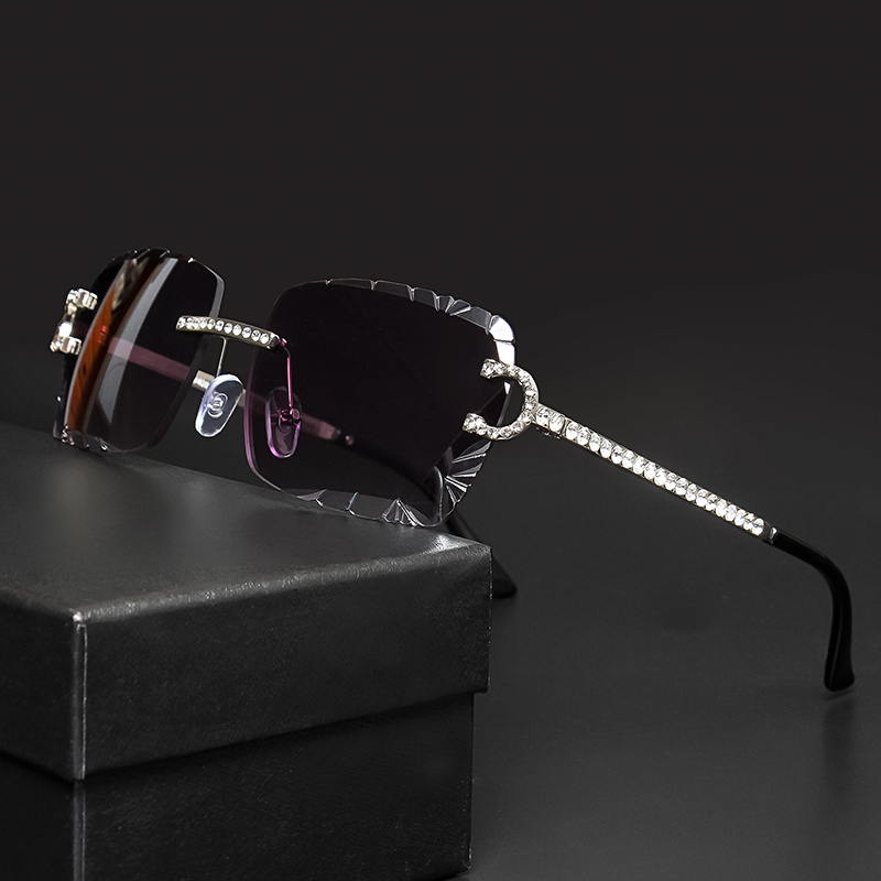 Fashion Rimless Square Sunglas - Metal Photo Panel recension och pris